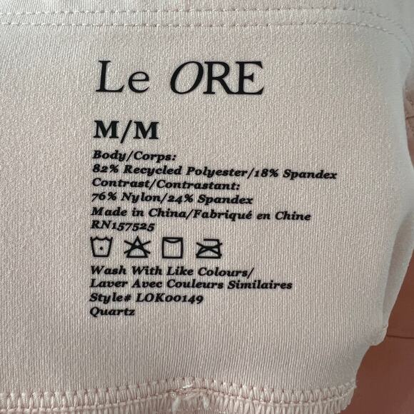 Le ORE Pink M Andria Paneled Leggings Waistband High-Rise Mesh Panels Pull On - Picture 8 of 8